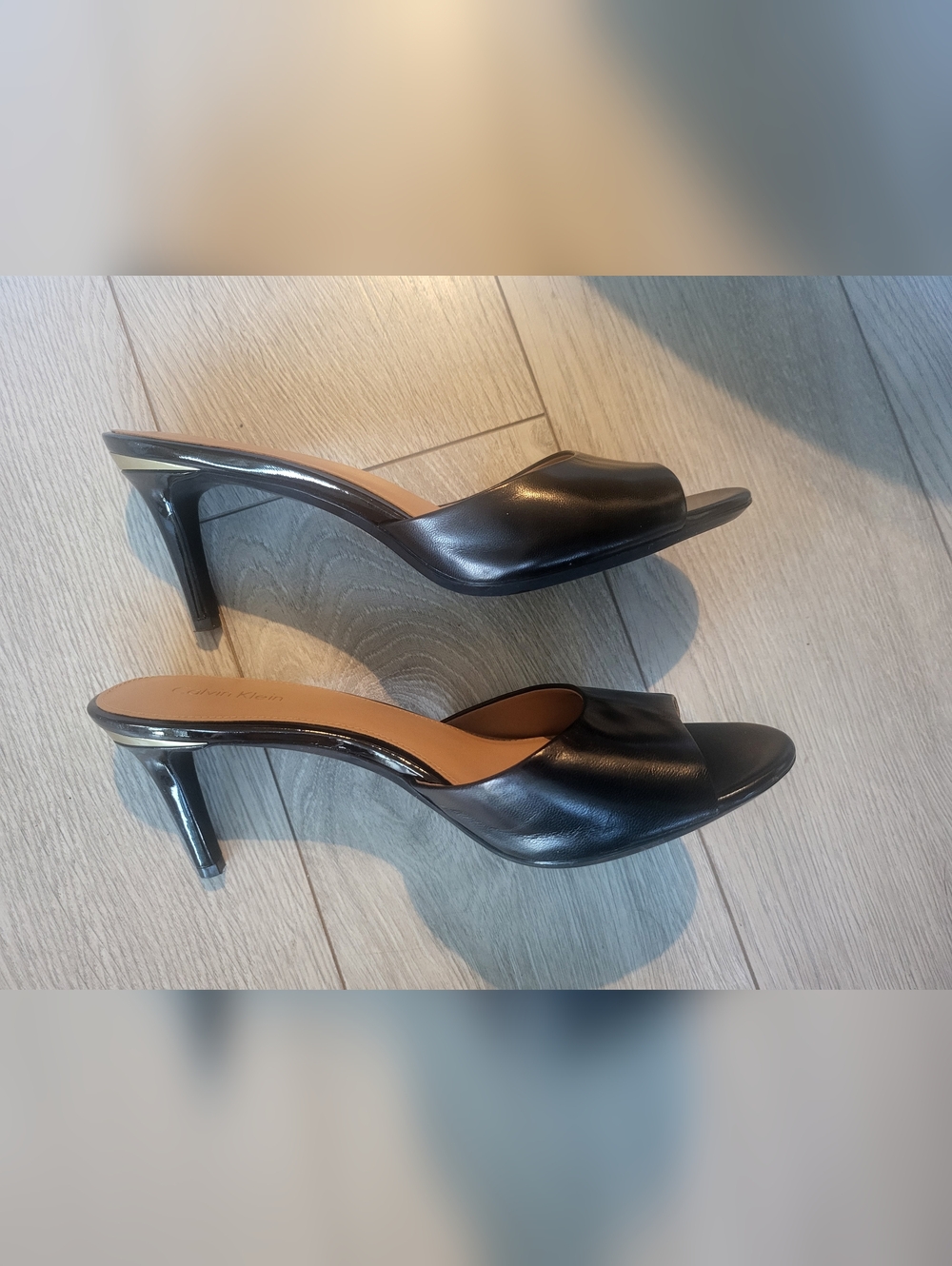 Calvin Klein Black Open-Toe Slide Heels